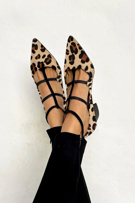 Serena - Animal Print Ballet Flats with Straps