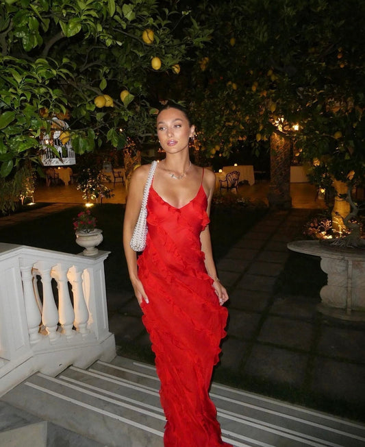 Elena | Elegant Ruffled Maxi Dress
